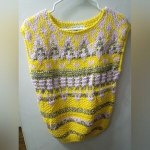 Vintage 1970's, Wye Oaks, Women's, Sweater Vest, Size M, Color Yellow, Purple
